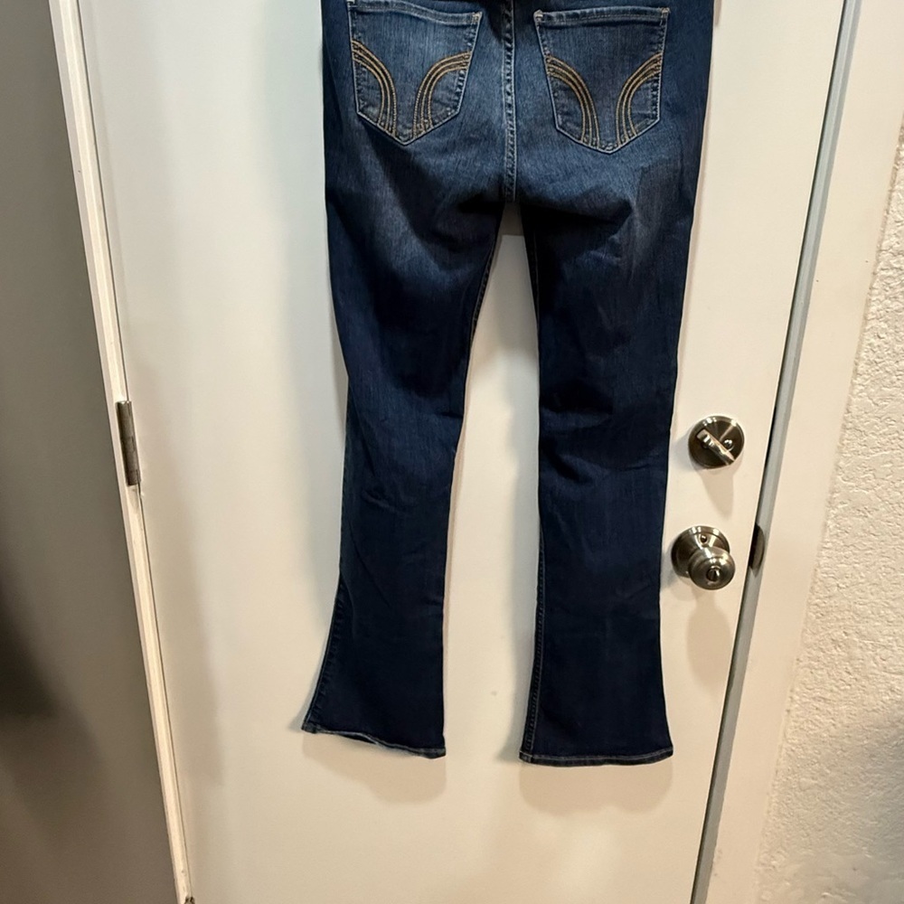 Hollister Dark Blue Distressed Flare Jeans - Picture 9 of 13